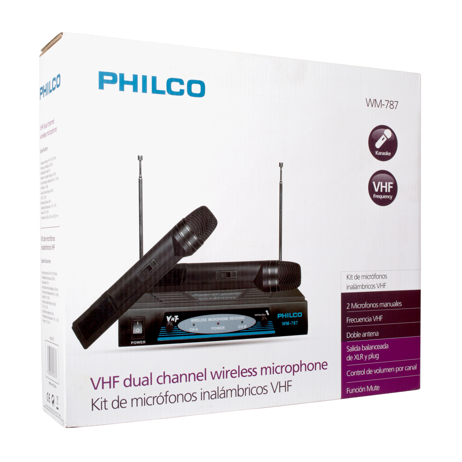 PACK DE 2 MICROFONOS INALAMBRICOS VHF PRO WM-787 AUDIO HD - 7