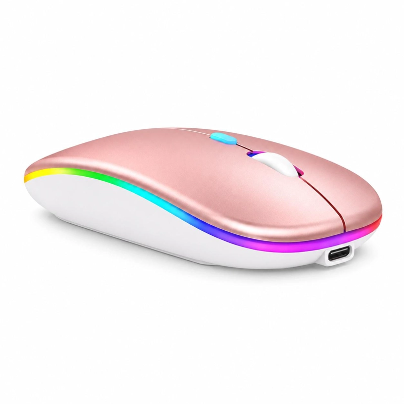 MOUSE INALÁMBRICO TECMASTER DUAL ROSADO RECARGABLE BLUETOOTH + USB 2G 100516-PINK - 3