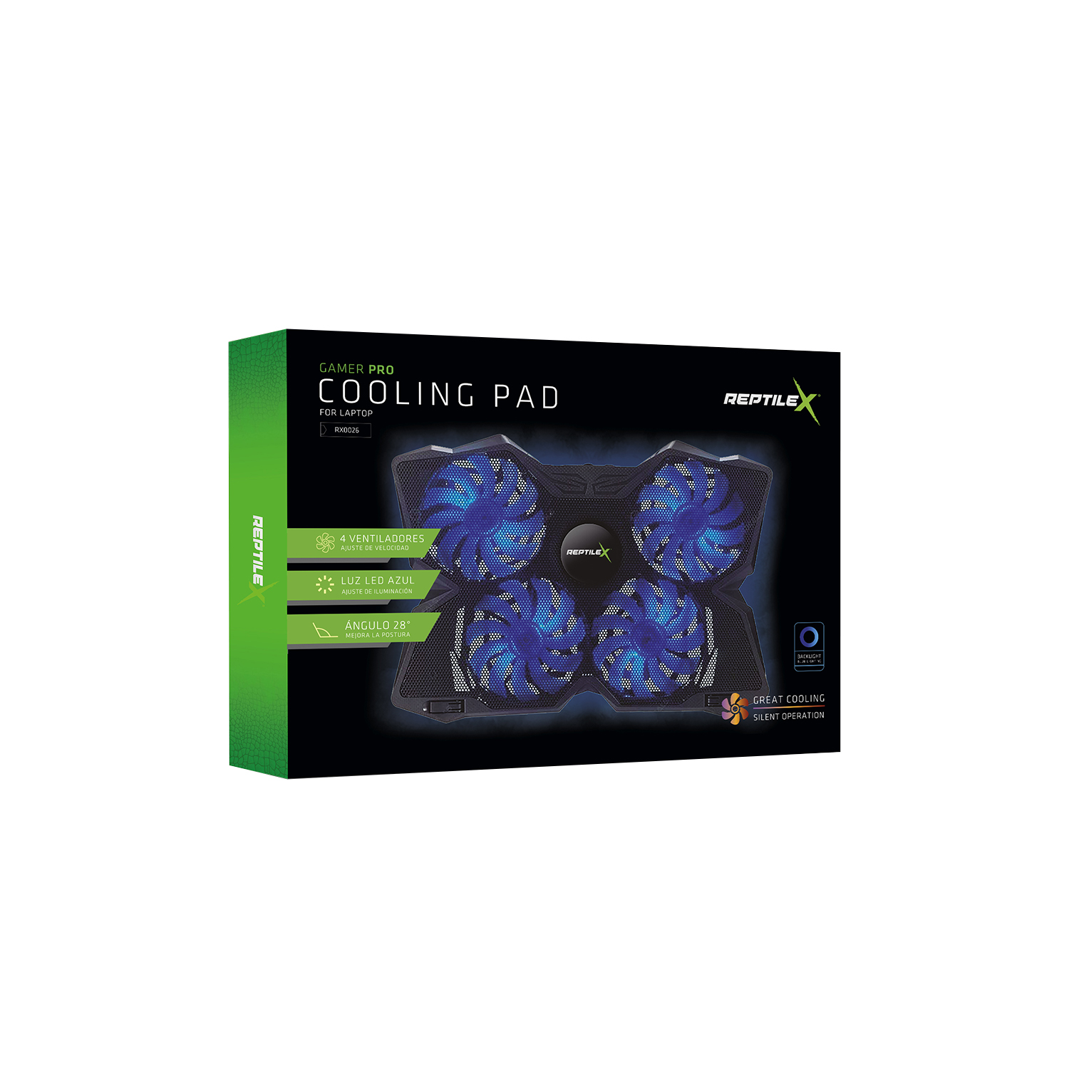 VENTILADOR REPTILEX NOTEBOOK GAMER 4 ASPAS RX0026 POWER - 8