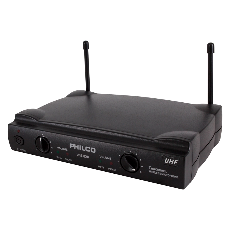KIT DE MICRÓFONOS PHILCO WU-828 INALÁMBRICOS UHF PROFESIONALES HD - 3