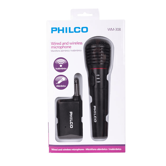 MICRÓFONO PHILCO WM308 INALÁMBRICO VHF MULTIPROPÓSITO HIFI - 9