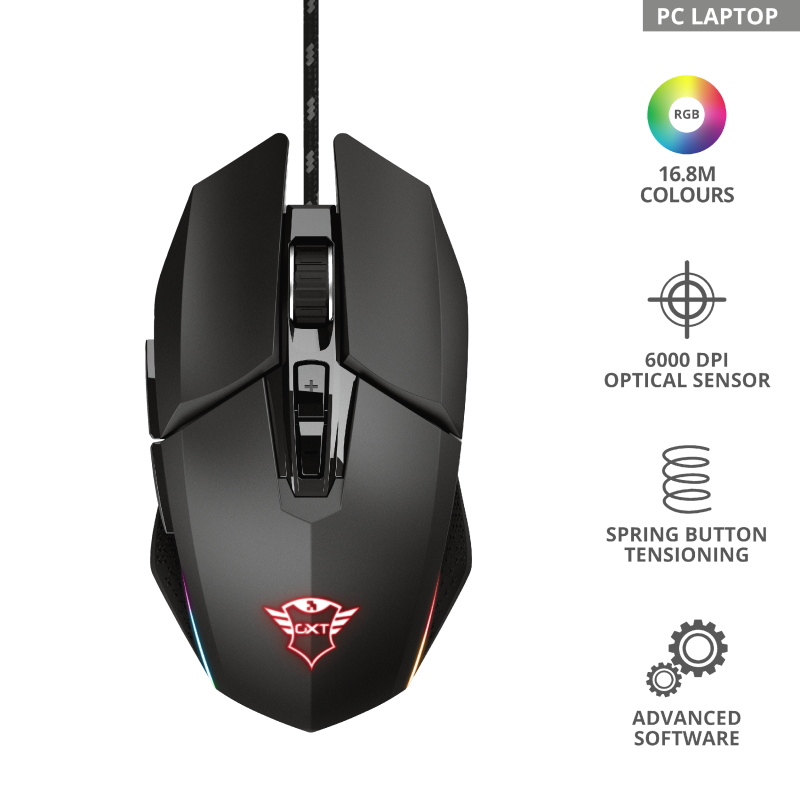 MOUSE TRUST GAMER AMBIDIESTRO IDON GXT 950 FULL RGB 6000 DPI 23645 - 5