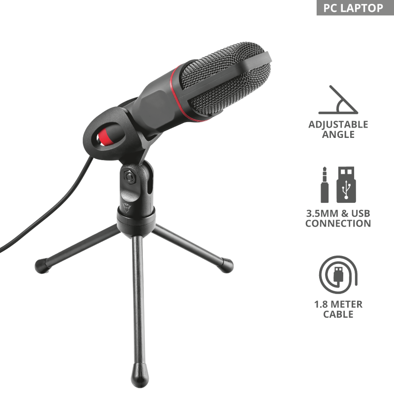 MICROFONO USB CONDESADOR PROFESONAL TRUST GXT 212 PC PS5 PS4 - 8