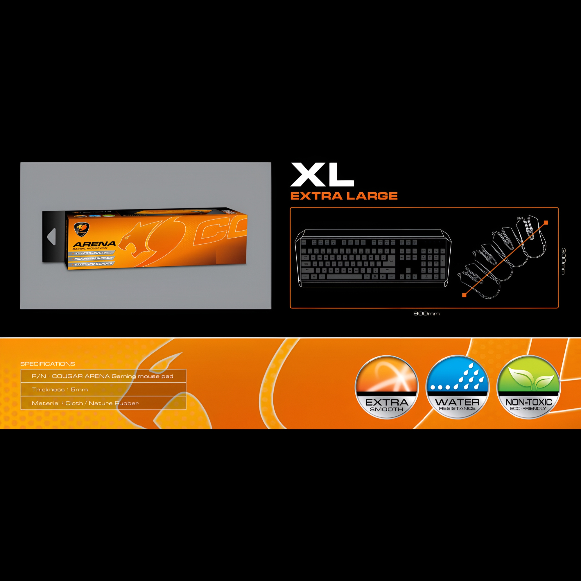 MOUSE PAD COUGAR ARENA X ORANGE GAMING EXTENDED EDITION - 8