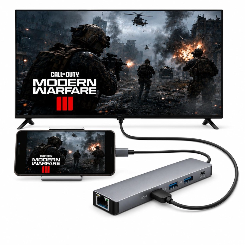 DOCKING STATION TECMASTER TYPE-C 100W + HDMI 4K + ETHERNET + HUB USB 3.0 - 2