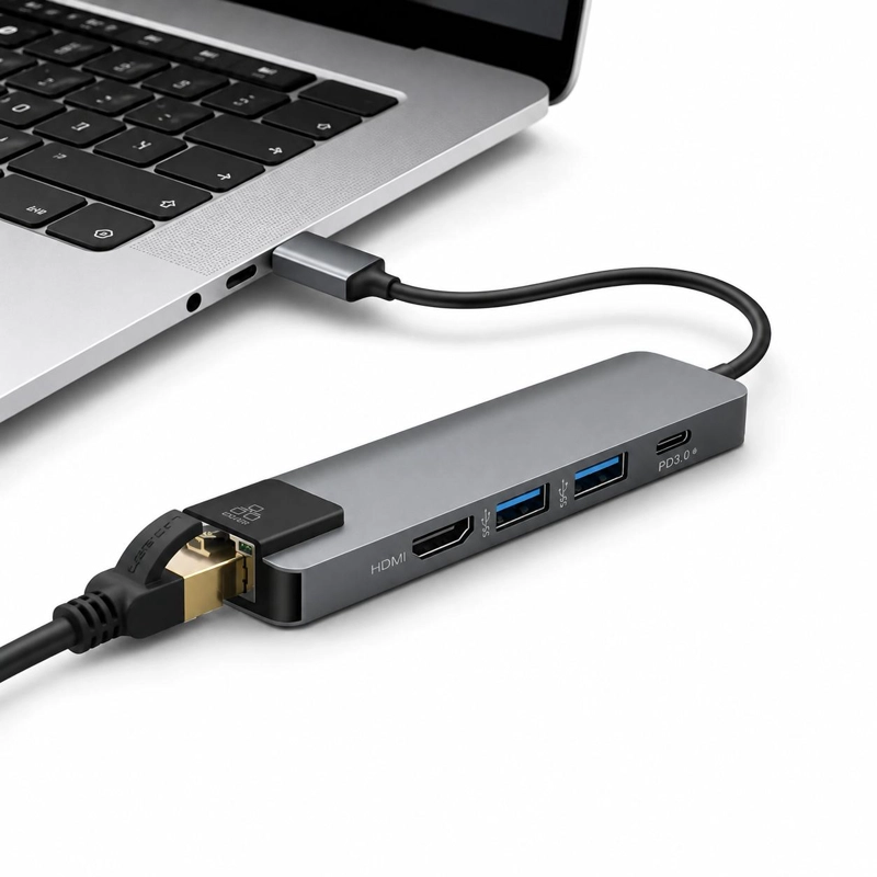 DOCKING STATION TECMASTER TYPE-C 100W + HDMI 4K + ETHERNET + HUB USB 3.0 - 5