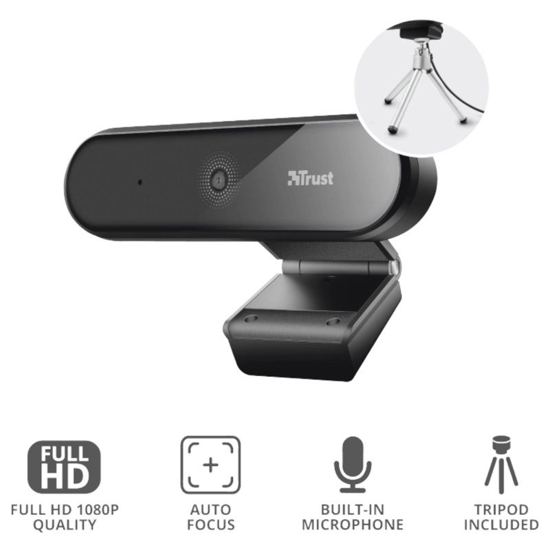 WEBCAM PROFESIONAL FULL HD TRUST TYRO CON MIC Y AUTO FOCUS - 5