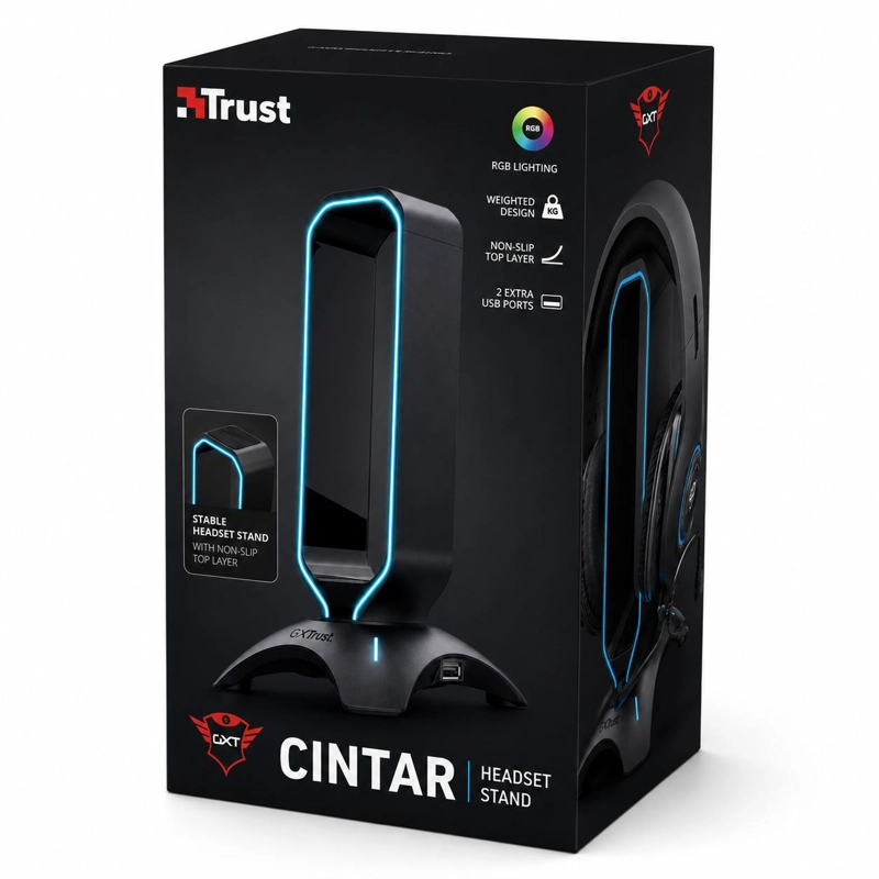 SOPORTE TRUST STAND GAMER RGB AUDÍFONOS GXT 265 + HUB - 2