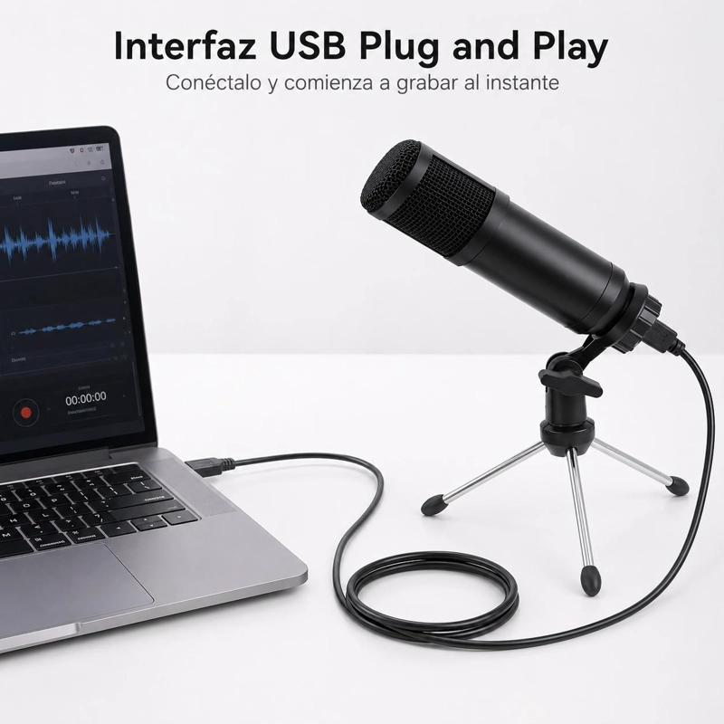 MICRÓFONO PHILCO 31623 STREAMING USB CONDENSADOR DE ESTUDIO C/ TRÍPODE - 6
