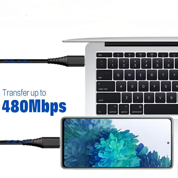 CABLE DE DATOS USB-C A USB-A MULTIPLATAFORMAS 2.5 METROS 3A - 6