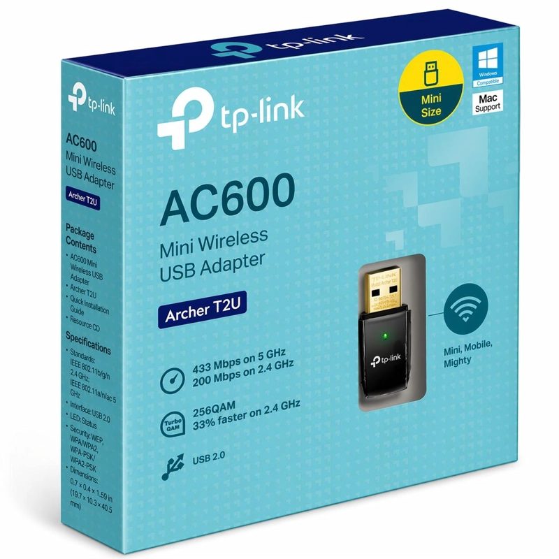 ADAPTADOR WIFI USB TP-LINK DOBLE BANDA FULL SPEED 600 MBPS ARCHER T2U - 8