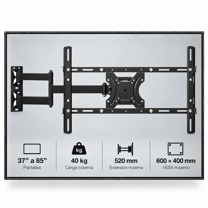 SOPORTE TV TECNOLAB DELUXE DOBLE BRAZO REFORZADO 37" A 70" 35KG - 3