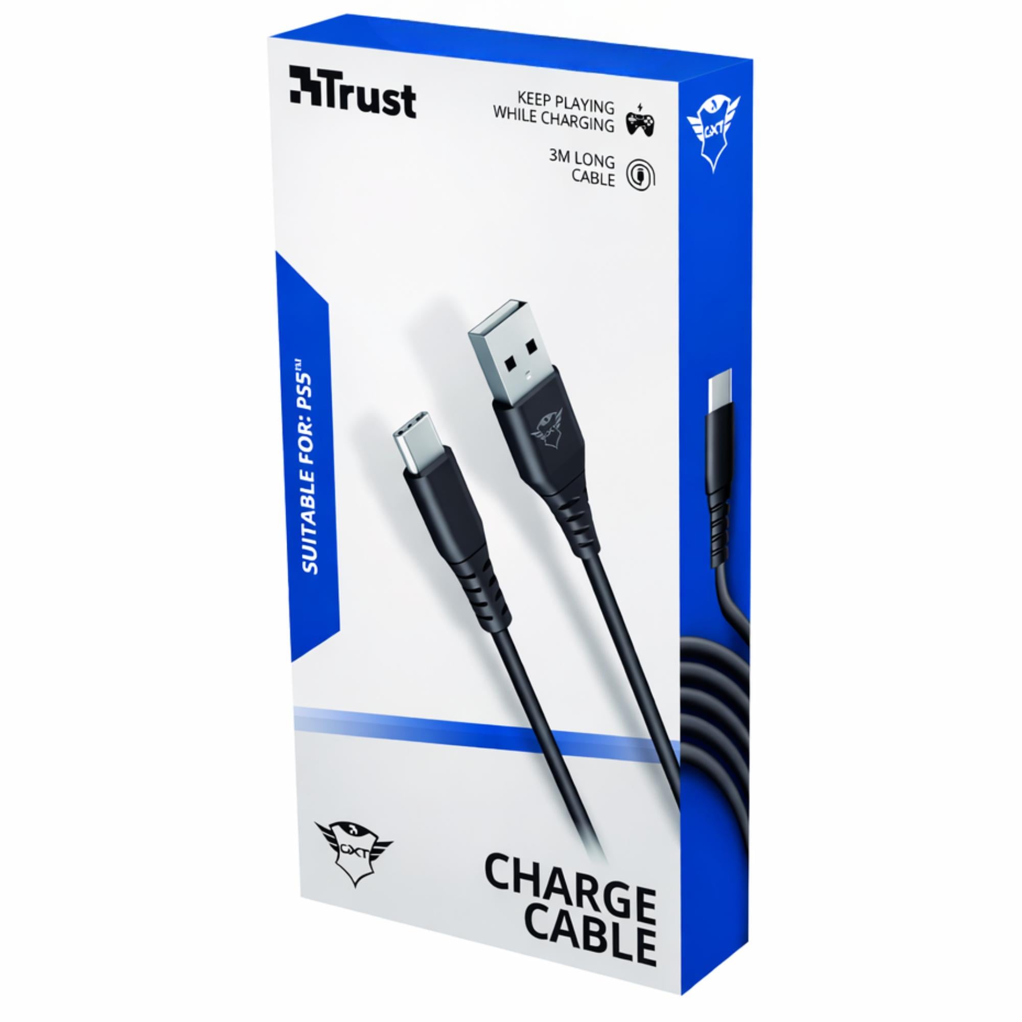 CABLE DE DATOS TRUST TYPE-C A USB PARA PS5 CARGA RÁPIDA 3M - 9