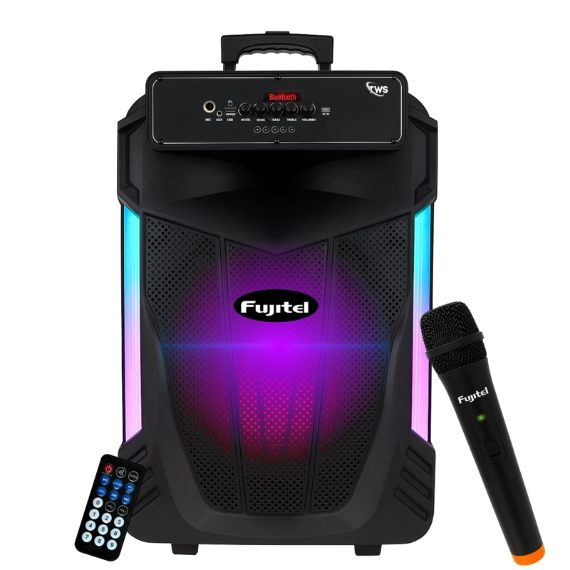 PARLANTE BLUETOOTH FUJITEL KARAOKE 15' RGB RECARGABLE + MICRÓFONO INALÁMBRICO BT15L - 1