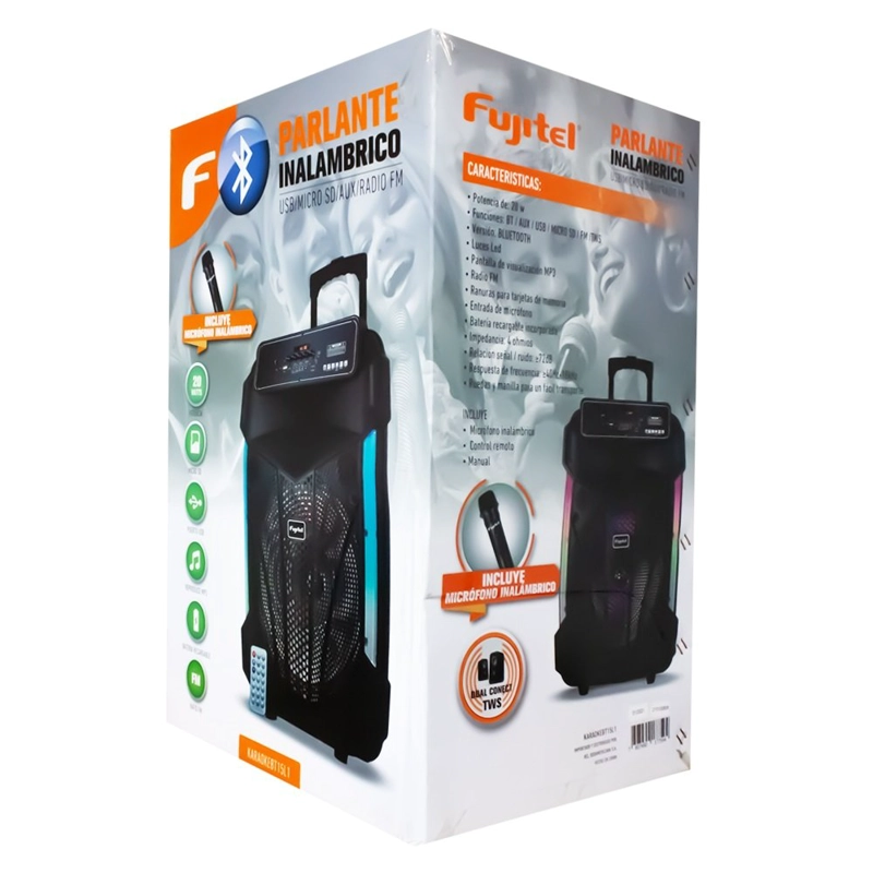 PARLANTE BLUETOOTH FUJITEL KARAOKE 15' RGB RECARGABLE + MICRÓFONO INALÁMBRICO BT15L - 6