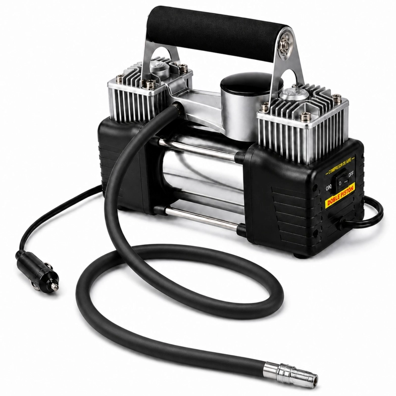 COMPRESOR DE AIRE TECNOLAB PARA AUTOS 12V DOBLE CILINDRO 150 PSI MAX - 2