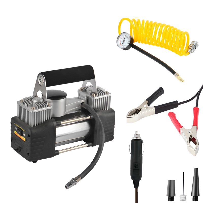 COMPRESOR DE AIRE TECNOLAB PARA AUTOS 12V DOBLE CILINDRO 150 PSI MAX - 4