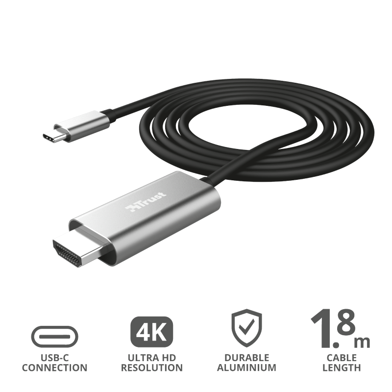 CABLE HDMI A USB C TRUST CALYX 4K PROFESIONAL 1.8M HZ - 4