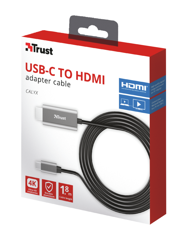 CABLE HDMI A USB C TRUST CALYX 4K PROFESIONAL 1.8M HZ - 9