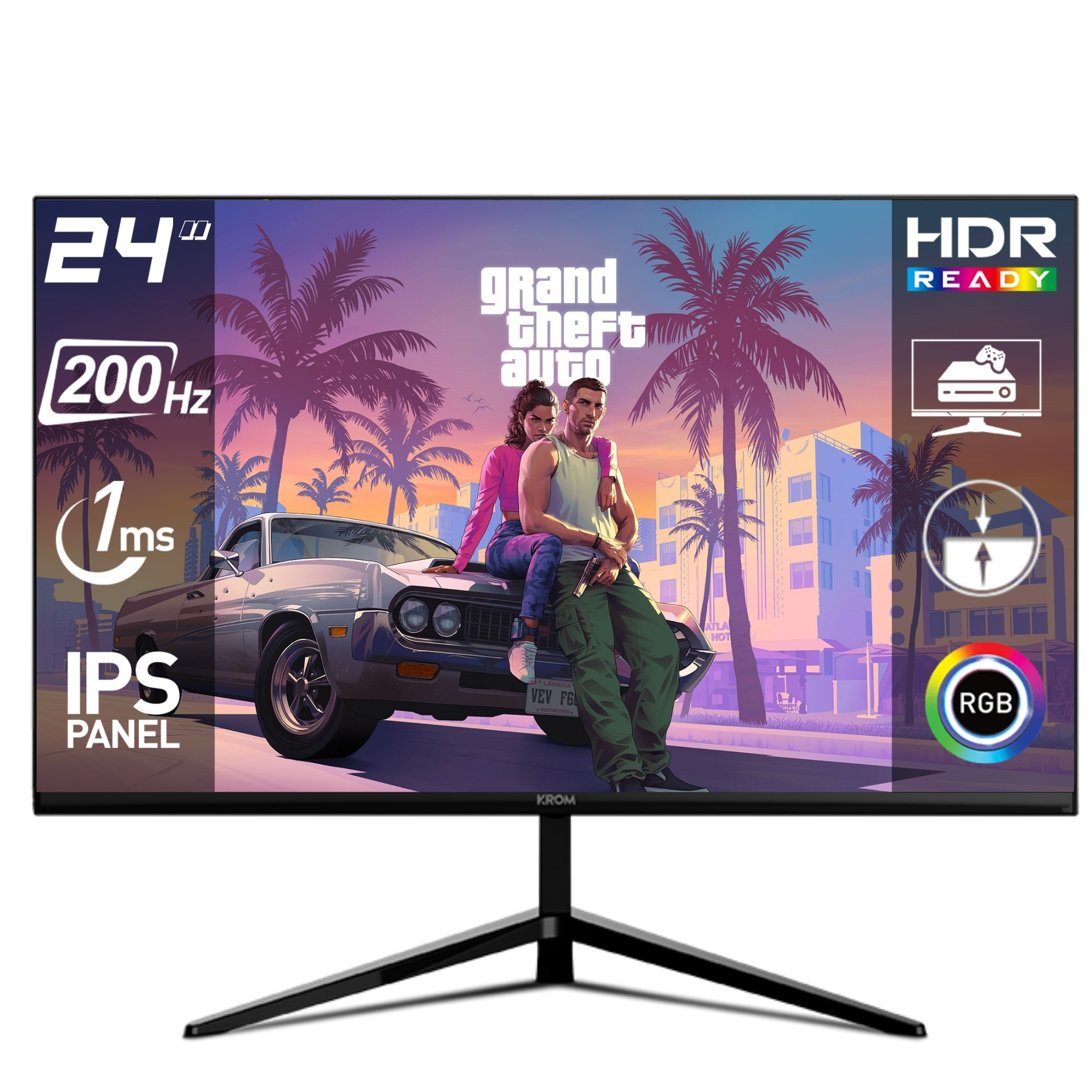 MONITOR GAMER LED KROM RGB 24” FULL HD 200HZ KERTZ 1MS HDR - 2