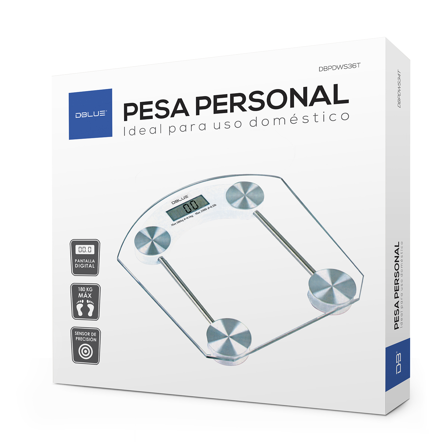 BÁSCULA DBLUE WS34T DIGITAL VIDRIO TEMPLADO 180K MAX TRANSPARENT WS34 - 5