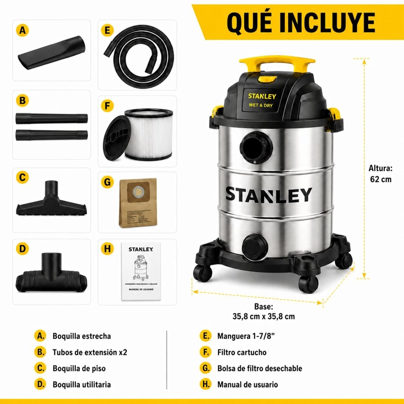 ASPIRADORA PROFESIONAL STANLEY 30LT POLVO & AGUA SL19117 - 6
