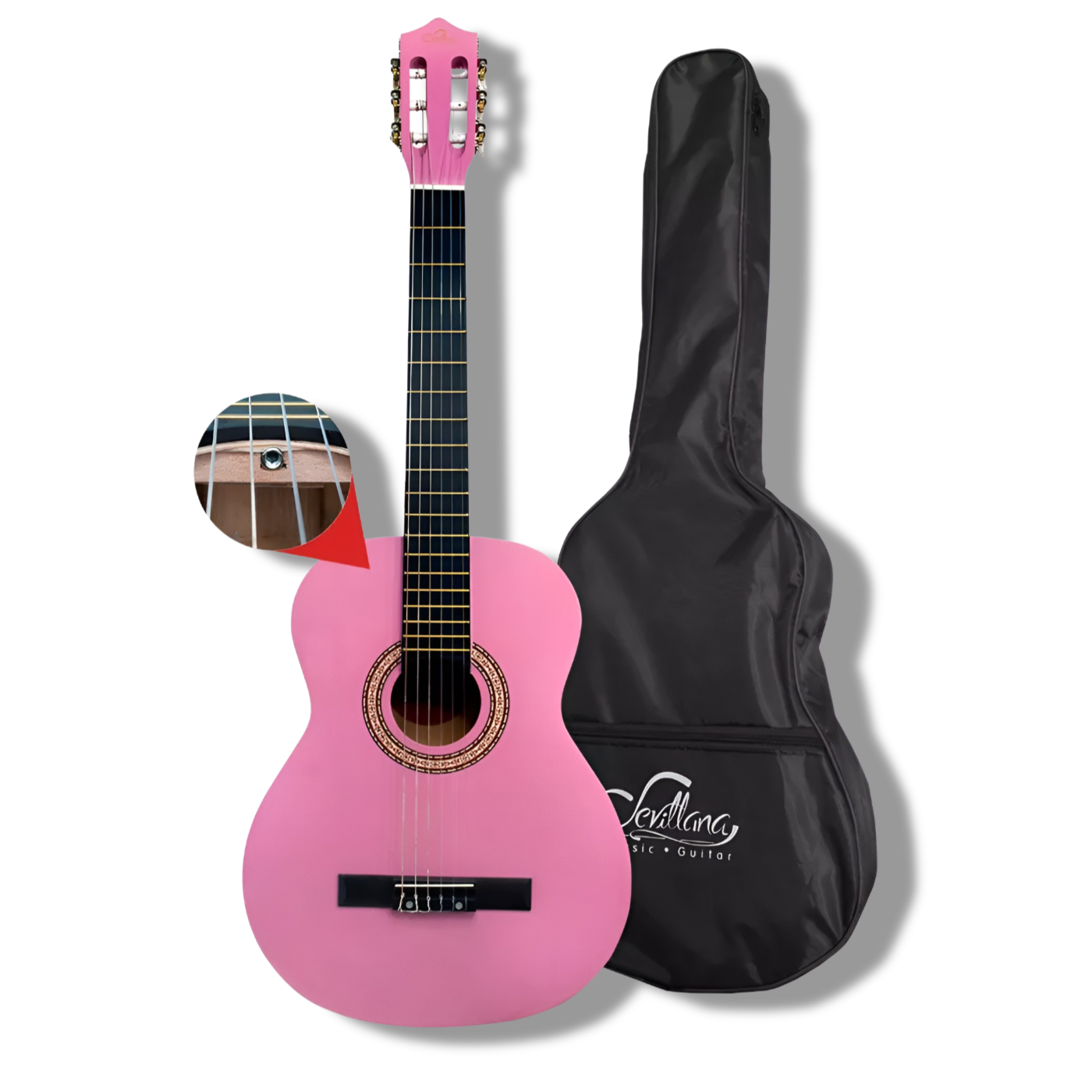 GUITARRA CLASICA SEVILLANA ROSADA 39” CON ALMA Y FUNDA 8451 - 3
