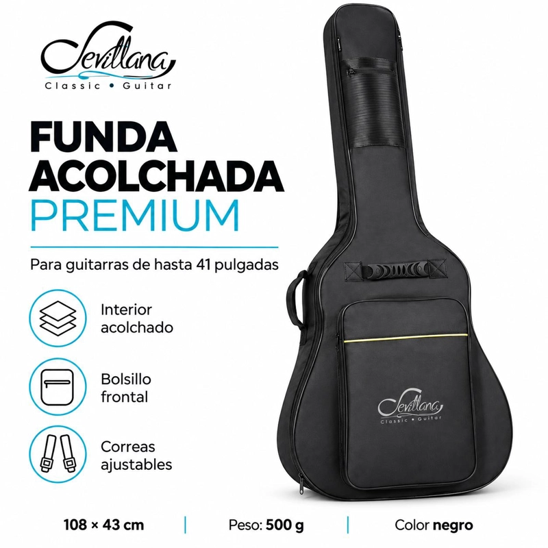 FUNDA SEVILLANA DE GUITARRA 41' ACOLCHADO PREMIUM HASTA 41' MAX - 7