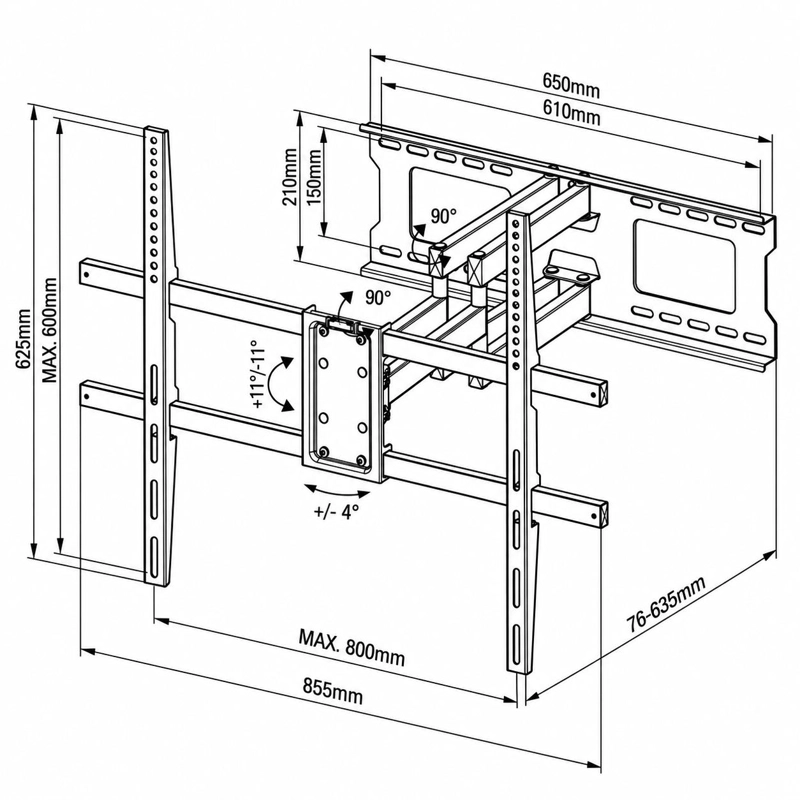 SOPORTE TV PHILCO PROFESIONAL BRAZO ACERO REFORZADO 70" MAX - 8