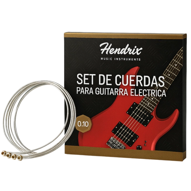 SET DE CUERDAS HENDRIX PARA GUITARRA ELÉCTRICA CALIBRE 0.10 - 1