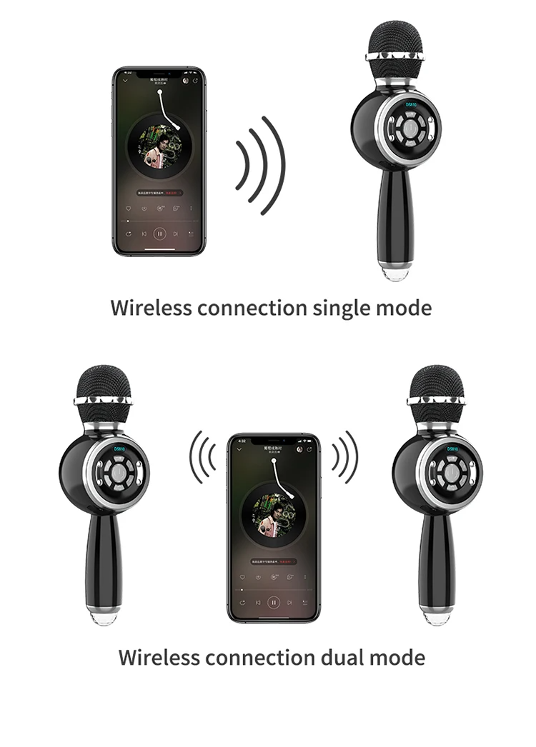 MICRÓFONO PARLANTE KARAOKE BT TWS CON LUCES RECARGABLE BLACK - 5