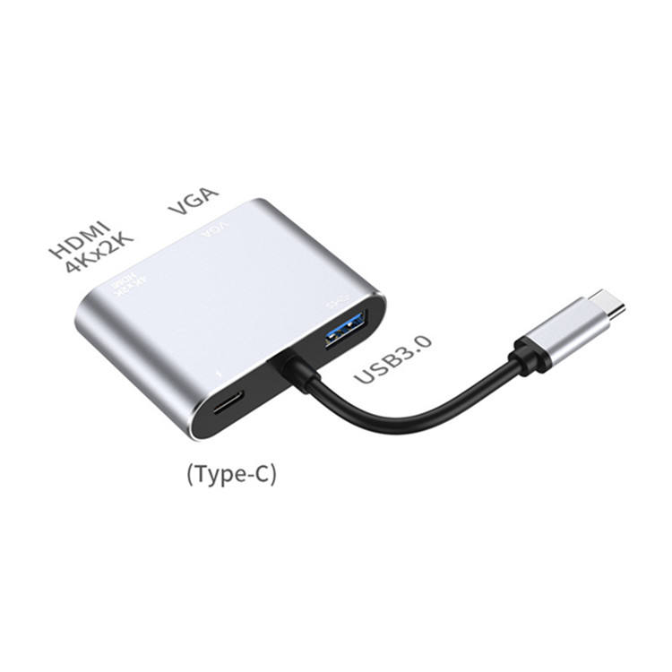 HUB ADAPTADOR 4 EN 1 TYPE-C A HDMI 4K + VGA + USB 3.0+ USB C - 3