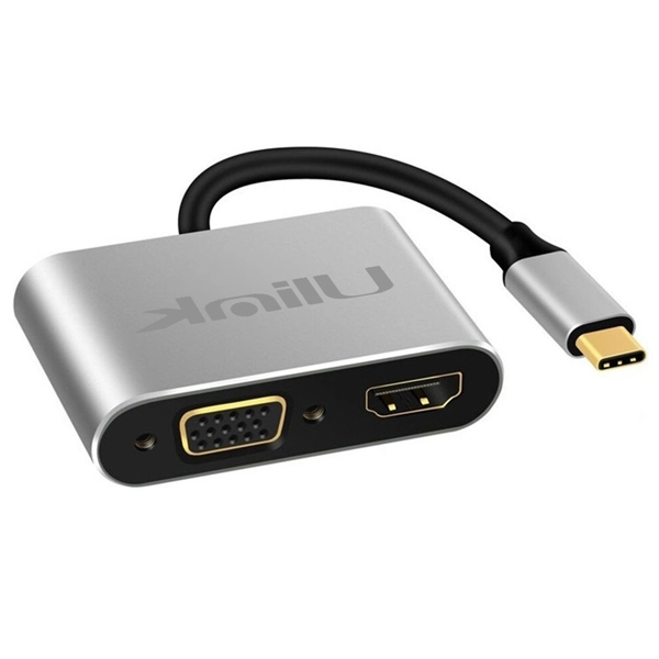 HUB ADAPTADOR 4 EN 1 TYPE-C A HDMI 4K + VGA + USB 3.0+ USB C - 8