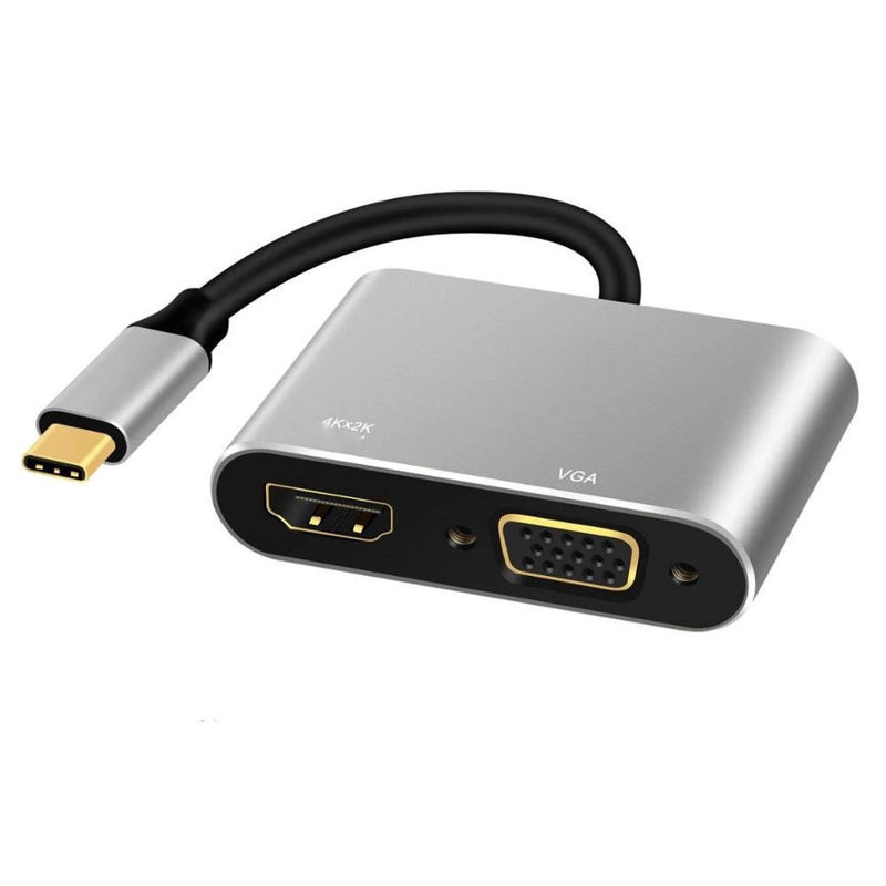 HUB ADAPTADOR 4 EN 1 TYPE-C A HDMI 4K + VGA + USB 3.0+ USB C - 9