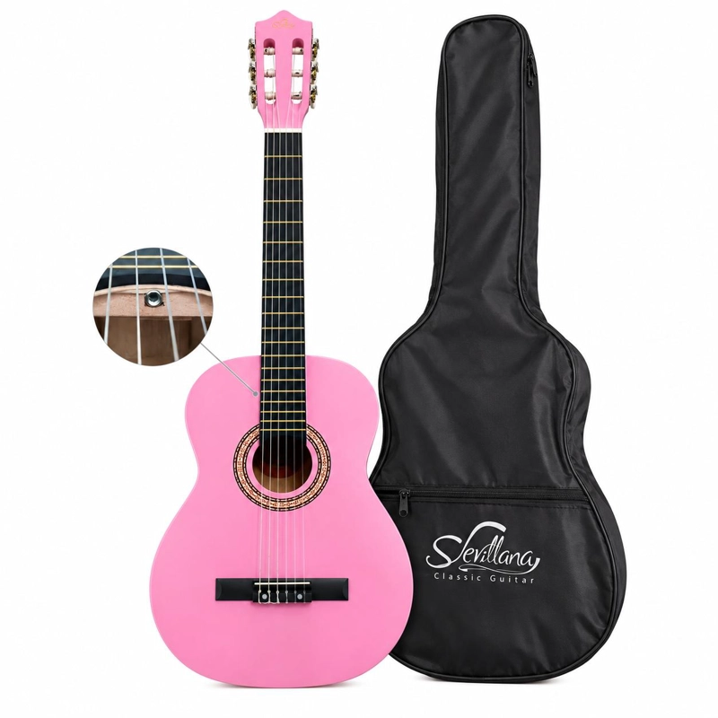 GUITARRA CLASICA SEVILLANA ROSADA 30” CON ALMA + FUNDA 8457 - 3