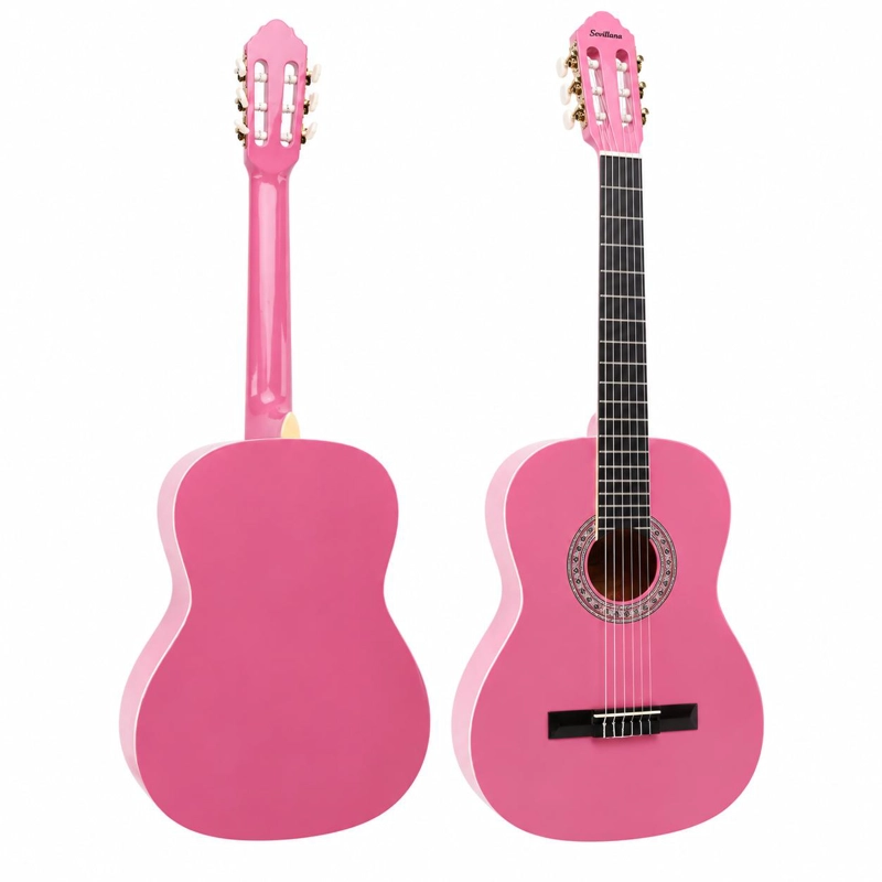 GUITARRA CLASICA SEVILLANA ROSADA 30” CON ALMA + FUNDA 8457 - 4