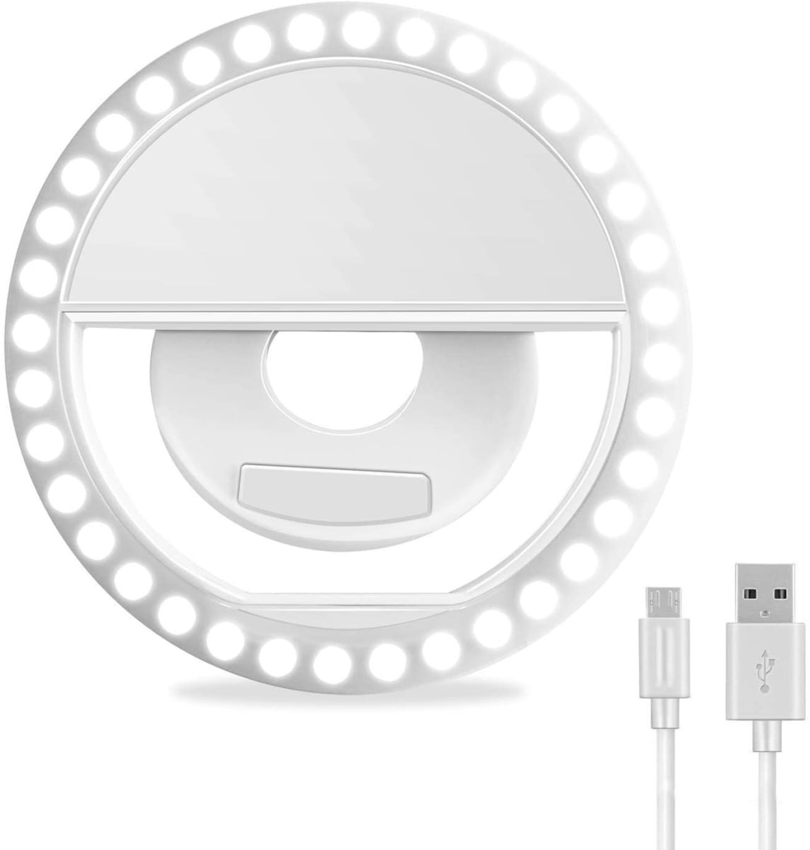 ARO ANILLO DE LUZ USB 2.0 BLANCO 8 CM X 8 CM RECARGABLE PARA SMARTPHONE DE ALTO BRILLO - 1