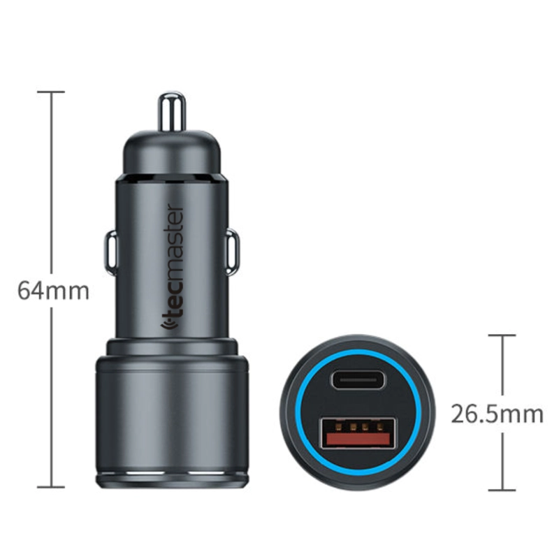 CARGADOR DE AUTO 12V 42W MAX USB-C+ USB POWER DELIVERY Q.C - 6