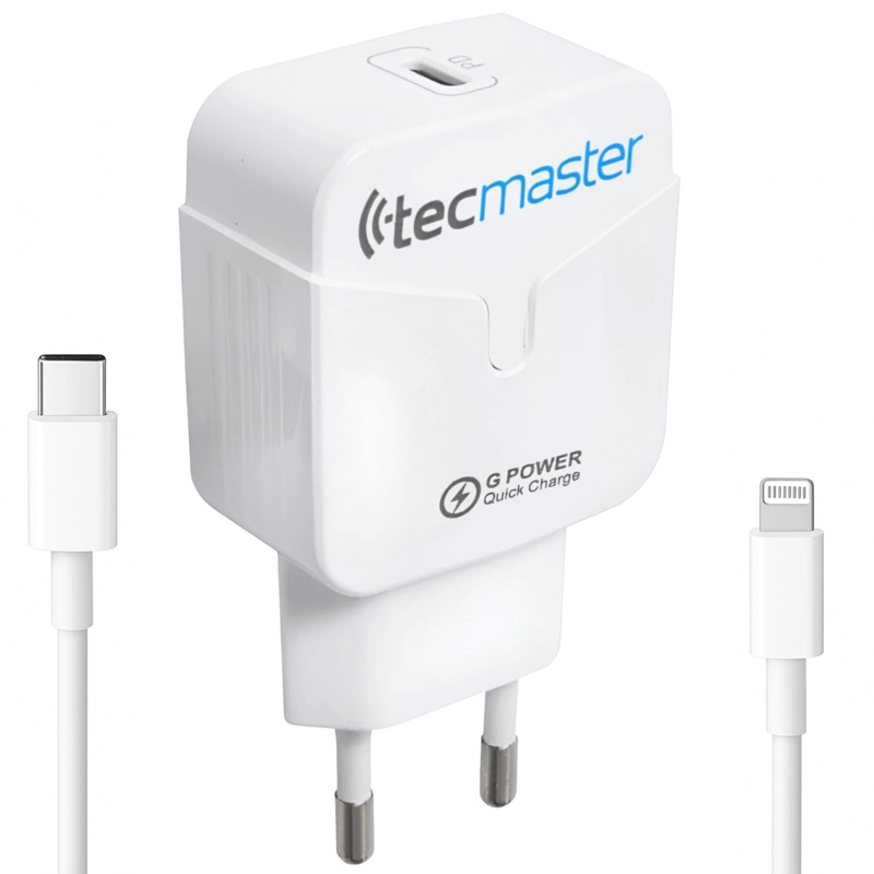 CARGADOR PARA IPHONE DE CARGA RÁPIDA CON CABLE LIGHTNING SEC - 1