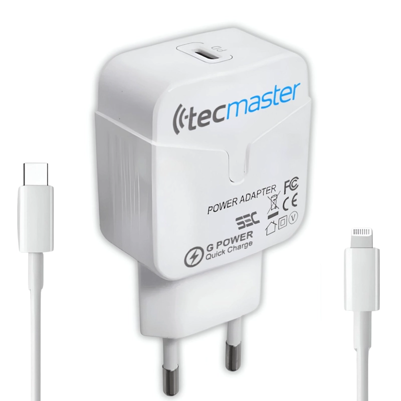 CARGADOR PARA IPHONE DE CARGA RÁPIDA CON CABLE LIGHTNING SEC - 3