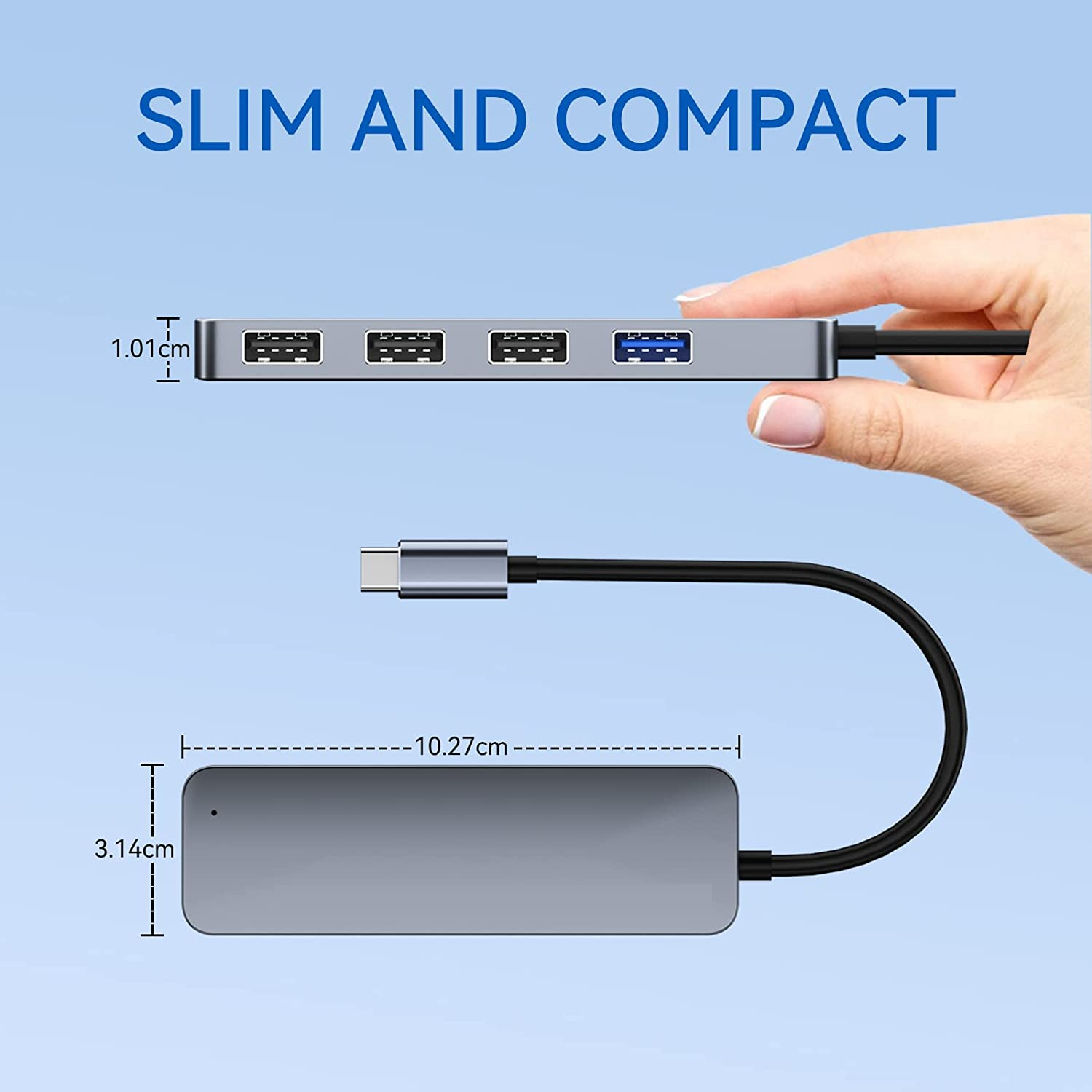 HUB USB-C 3.0 HIGH SPEED 5 GBPS ALUMINIUM FLAT 4 PUERTOS USB - 6