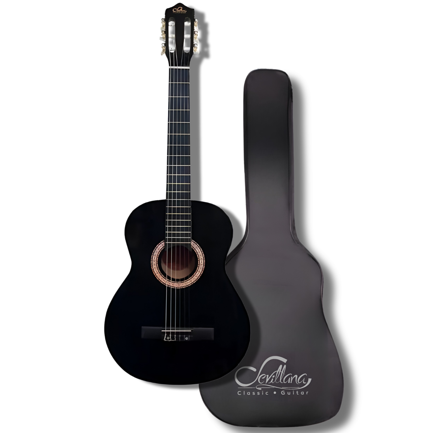 GUITARRA CLASICA SEVILLANA 39” NEGRO CON ALMA + FUNDA 8448 - 1