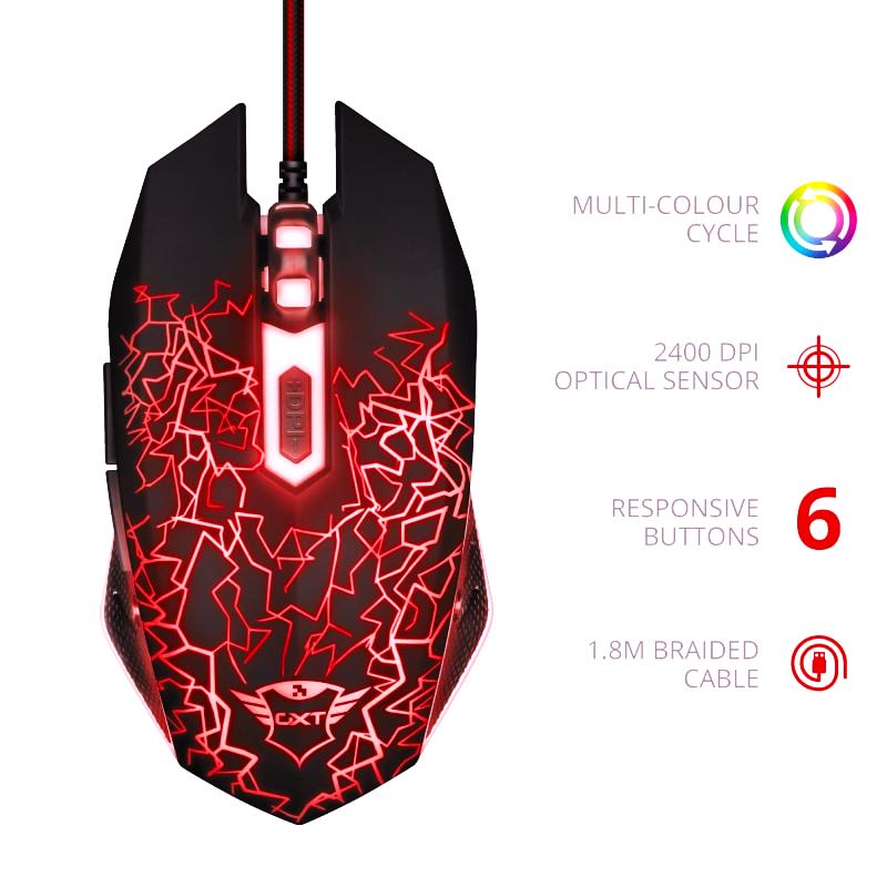 MOUSE TRUST GAMER AMBIDIESTRO GXT 105 IZZA FULL RETROILUMINADO - 6