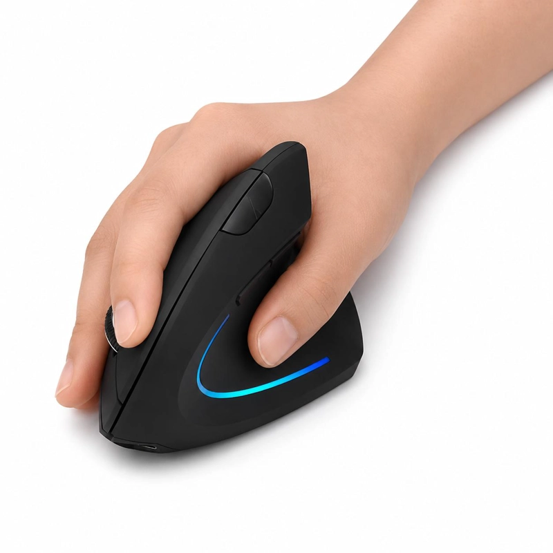 MOUSE INALÁMBRICO TECMASTER VERTICAL ERGONÓMICO RECARGABLE 2.4 GHZ PRO 100516-BLACK - 6