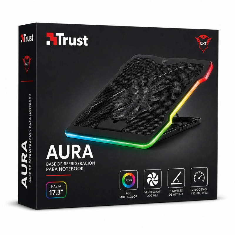 VENTILADOR PARA NOTEBOOK TRUST GXT AURA RGB 17.3” AJUSTABLE - 7