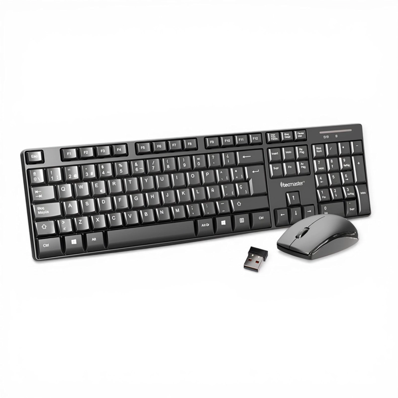 KIT TECLADO Y MOUSE INALAMBRICO TECMASTER MULTIMEDIA 100512 - 1