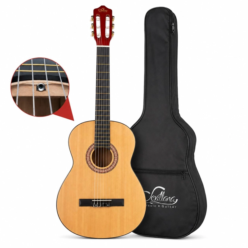 GUITARRA CLASICA SEVILLANA 39” NATURAL CON ALMA + FUNDA 8446 - 6