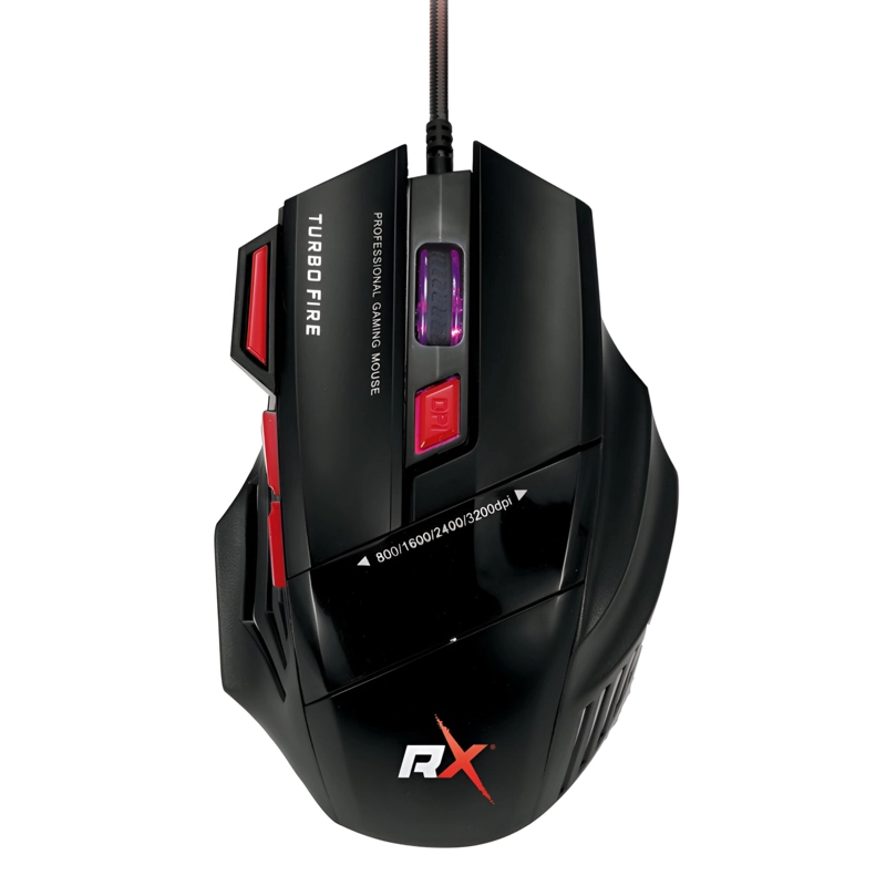 MOUSE REPTILEX GAMER 7 BOTONES 3200 DPI + TURBO FIRE RX0006 - 1