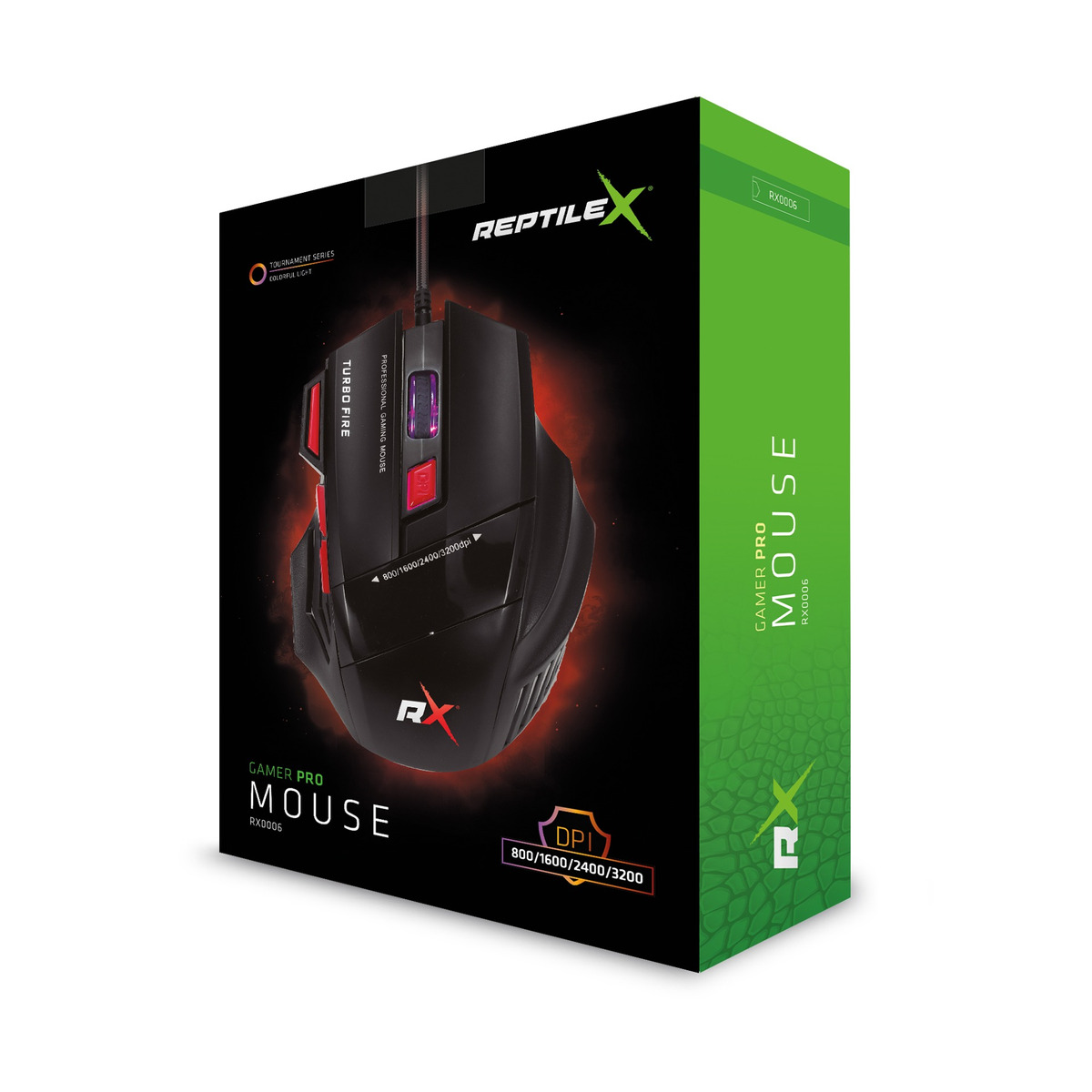 MOUSE REPTILEX GAMER 7 BOTONES 3200 DPI + TURBO FIRE RX0006 - 7