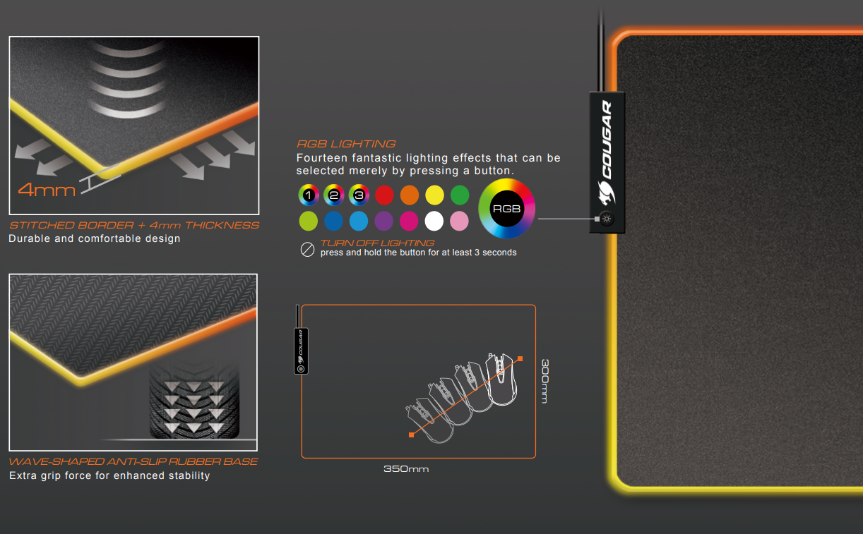 MOUSE PAD COUGAR NEON GAMING SERIES FULL RGB - 8